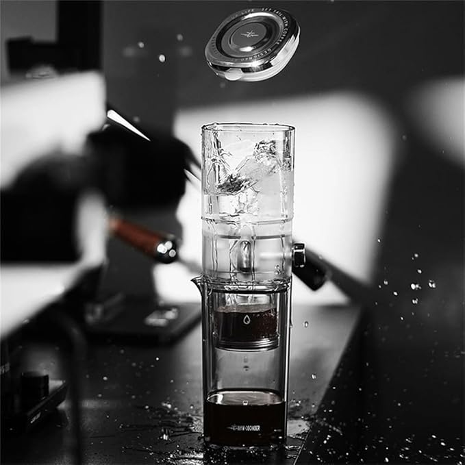 Cold Brew Ice Slow Drip Coffee Maker with Stable Drip Rate High-Density Filter and Transparent PCTG Body for Smooth Home Brewing(Black)