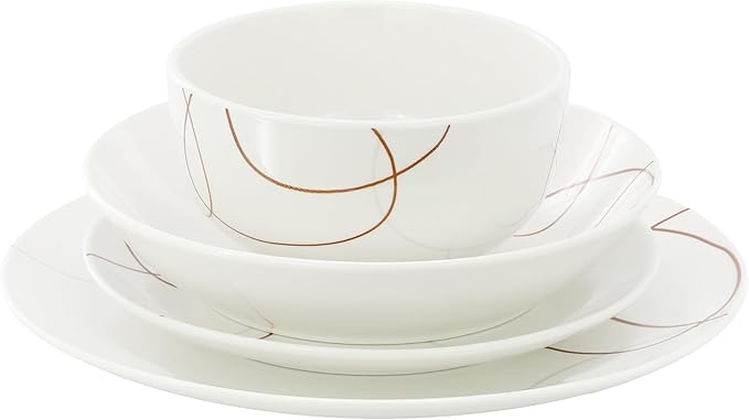 Elama Sydney 16 Piece Porcelain Double Bowl Dinnerware Set Service for 4