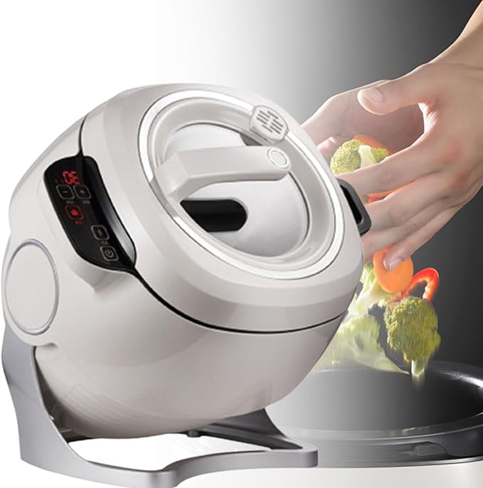 Fried Rice Machine Auto Cooking Wok with 6L Capacity 360° Rotatable Drum Type Fried Rice Machine for Stir-Frying Steaming Cooking