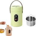 Multifunctional Health Pot Portable 500W Health Pot with Ceramic Glaze Inner Pot &amp Steamer 12-Hour Preset Slow Cooker for Rice Porridge Soup Steaming (B-1.2L-Green)