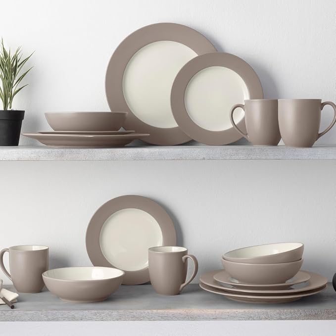 Noritake Colorwave Sand 16-Piece Rim Dinnerware Set Service For 4