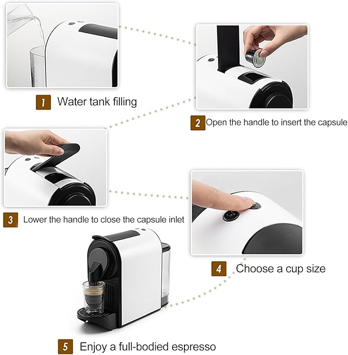 Coffee Machine Espresso One-Touch Extraction Compatible with All Major Brands of s 700ml Removable Water Tank Portable
