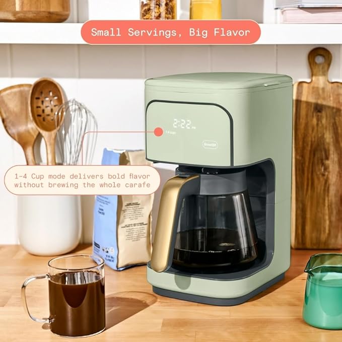 Programmable 12-Cup Coffee Maker with Touch Controls Auto Brew Timer Reusable Filter Large Glass Carafe Premium Countertop Coffee Machine (Green)