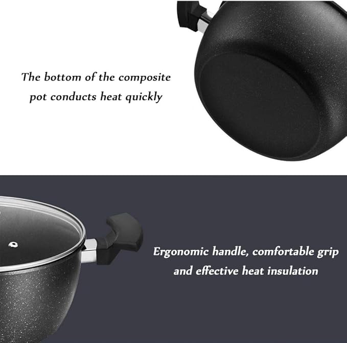 Cooking Pot Non Stick Cookware Sets3 Piece Stone-Derived Pots and PansFrying Pan and Saucepan Set for BakingBroilingFryingRoasting