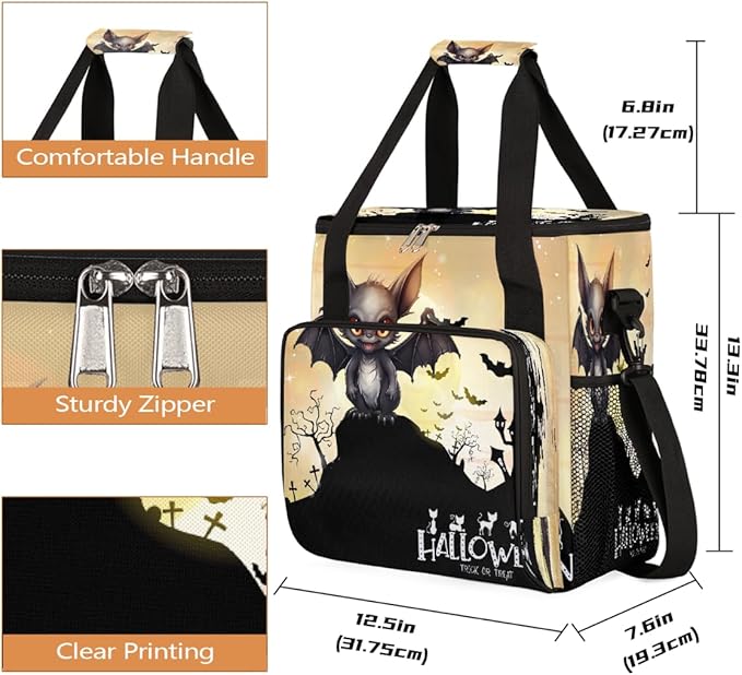 Halloween Monster Bat Coffee Maker Carring Bag Travel Carrying Storage Tote Bag Compatible with Keurig K-Mini or K-Mini Plus Portable Single Serve Coffee Brewer Case with Pockets for K-cup Pods