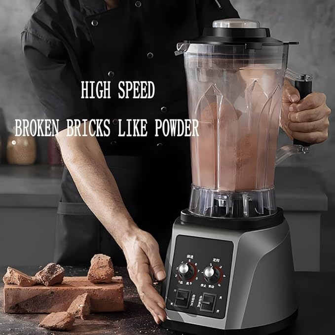 Blender Commercial Blender 6L Smoothie Blender 2200w High Capacity Professioanl Blenders with Timer 8-Blade Steel Knife 9 Speed Adjustable Thickened Cup Lid with Clasp