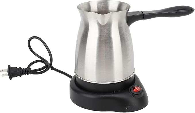 Electric Coffee Maker 600ML Large Capacity Stainless Steel Turkish Coffee Pot with Ergonomic Anti Scald Handle Coffee Maker Machine Pot Warmer Kettle for Milk Butter US Plug