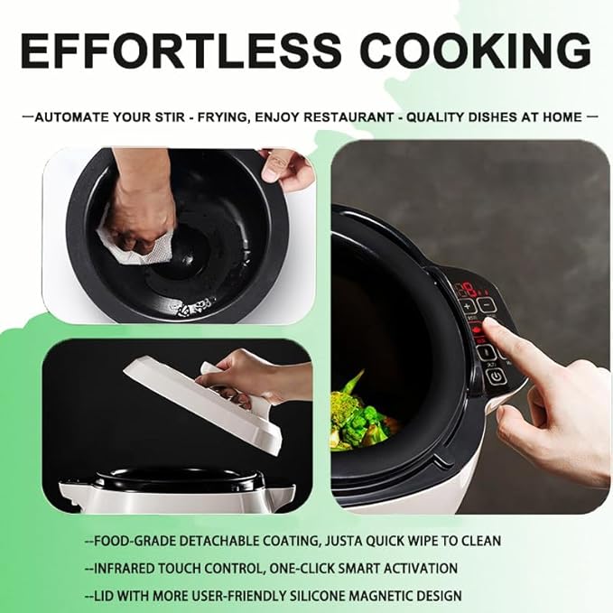 Automatic Cooking Machine 6l Multifunctional Cooking Machine Rice Cooker with 360° Rotating &amp 3 Speed Adjustable for Stir Frying Stewing Cooking