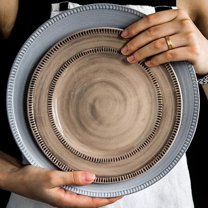 Porcelain Dinnerware Sets Plates and Bowls Sets Porcelain Dinnerware Set36-Piece Creativity Reactive Glaze Stoneware Dinner Sets - Ceramic PlatesBowls and Mugs - Vintage Tableware