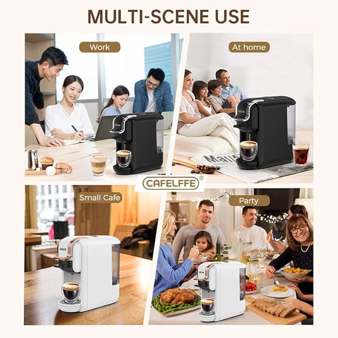 MK-603 Mini Multi Pod Coffee Maker 4 in 1 Hot/Cold Single Serve Capsule Espresso Machine Compatible with K Cup* Pods Nes* OriginalDG* Capsules and Ground Coffee Fast Brew Black