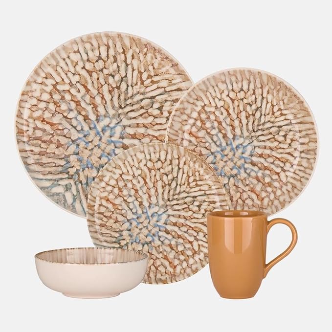 Oxford Contempo Caribbean Stoneware 20 Piece Dinnerware Set Service for 4