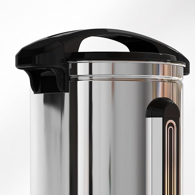 IDEALHOUSE 10L Coffee Urn 100 Cup Commercial Stainless Steel Percolator Hot Beverage Dispenser Double-Wall Insulated 304 SS Dripless Faucet &amp Water Level Gauge Silver/Black