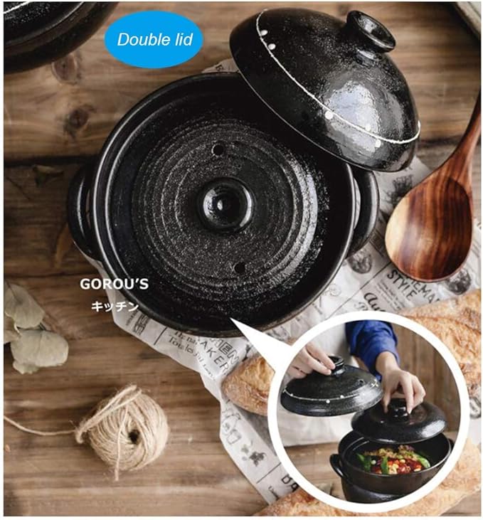 Cooking Pot Earthenware Clay Rice PotJapanese Stone Rice CookerStove Stew PotHot PotCeramic Casserole with LidHeat Resistant Stock Pot for Steam