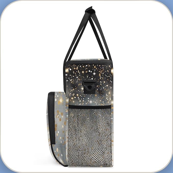Glitter Coffee Maker Carrying Bag Black Gold Neon Travel Storage Bag Compatible with K-Mini or K-Mini Plus Single Serve Coffee Brewer Carrying Case with Multiple Pockets &amp Shoulder Strap