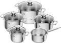 Zwilling Focus 5-Piece Saucepan Set Glass Lids Suitable for Induction Cookers Rust-Free 18/10 Stainless Steel