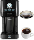 Single Serve Coffee Maker with 11oz. Travel Coffee Mug Stainless Steel Brew Strenth Adjustable Permanent Filter Black