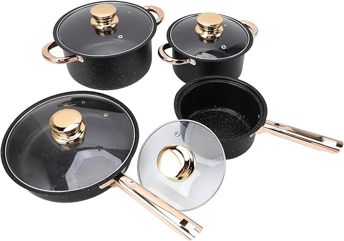 Cookware Sets Anti Stick Uniform Heating Cookware Set with Glass Lids for Kitchen Cooking Kitchen Cooking Pot Kit Maifan Stone Coating