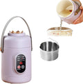 Multifunctional Health Pot Portable 500W Health Pot with Ceramic Glaze Inner Pot &amp Steamer 12-Hour Preset Slow Cooker for Rice Porridge Soup Steaming (C-Purple)