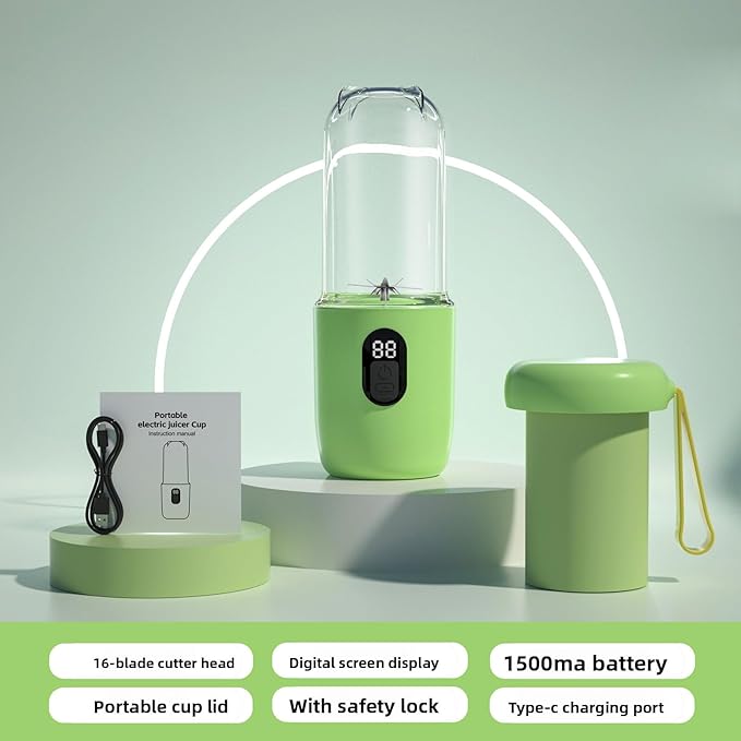 500ml Portable Blender USB Rechargeable Cordless Blender with 20800RPM Stainless Steel Cutter for Shakes Smoothies Juicer at Home Travel