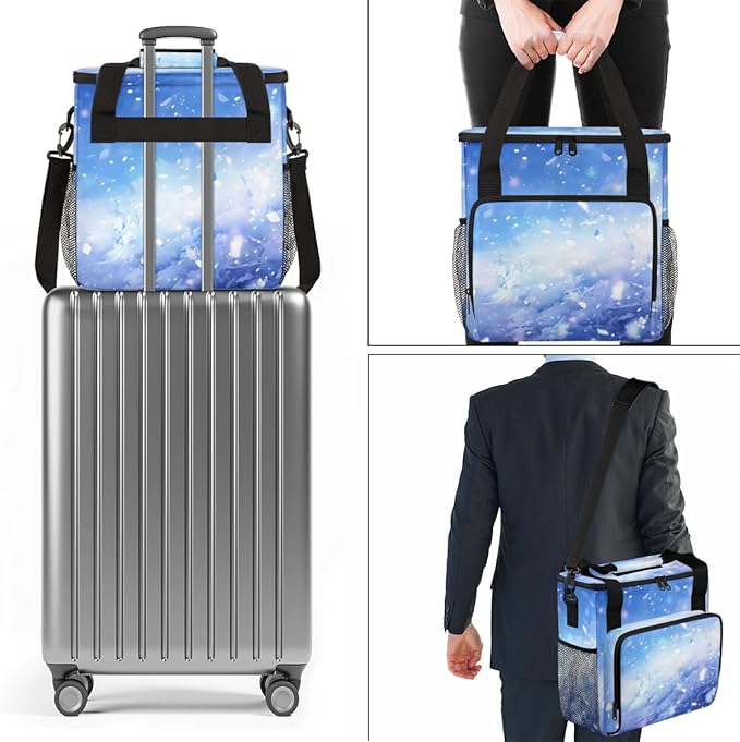 Glitter Coffee Maker Carrying Bag Sky blue Portable Travel Storage Tote Bag Compatible with K-Mini or K-Mini Plus Single Serve Coffee Brewer Carrying Case with Multiple Pockets &amp Shoulder Strap