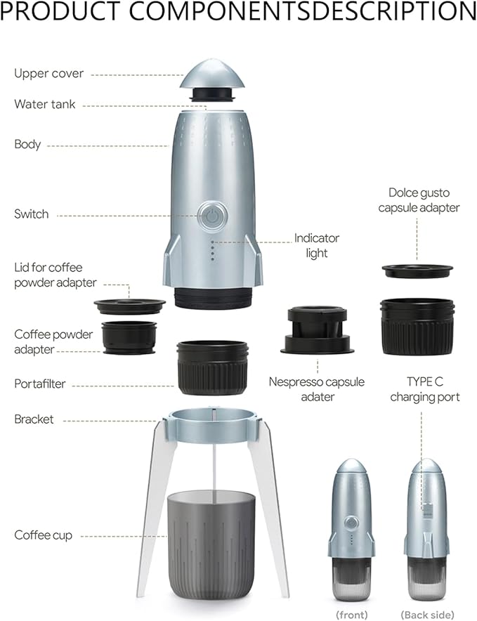 Rechargeable Coffee Maker Espresso Machine Texture Suitable for Multifuntional Brewing Heating Machine