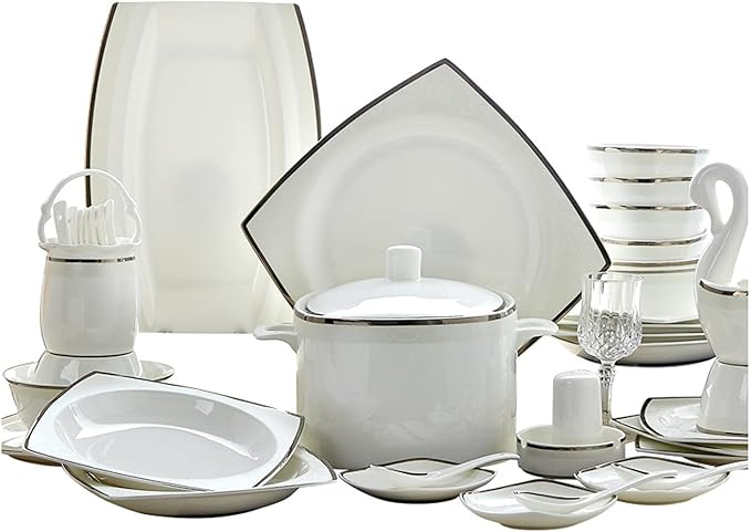 Dinnerware Sets Dish Set60-Piece Tableware SetBowls and Plates for Household European Style Luxury Kitchen Plates and Bowls Set