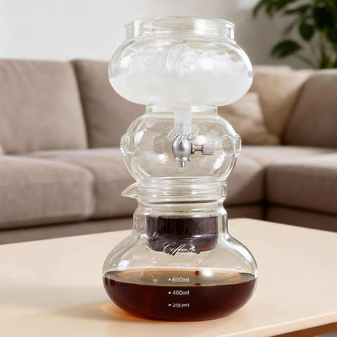 800ml Ice Cold Brew Dripper Coffee Maker Cold Brew Drip Tower with Adjustable Dripe Flow Control Easy to Clean for Home Office Makes 4-6 Cups