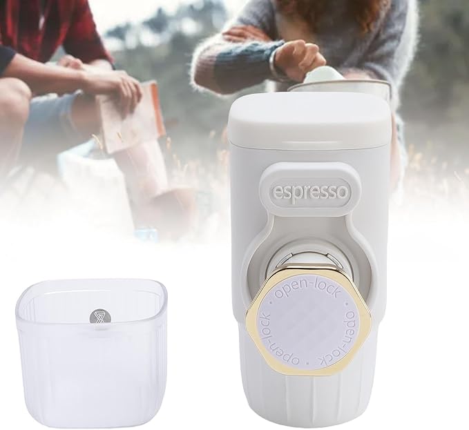 Small Travel Coffee Maker Easy to Use Portable Coffee Maker Compact and Versatile Manually Operated Machine for Home and Office (White)