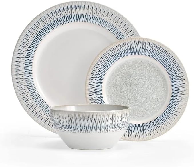 12 Piece Dinnerware Set Service for 4 Dishes and Plates Sets Dinner and Ceramic