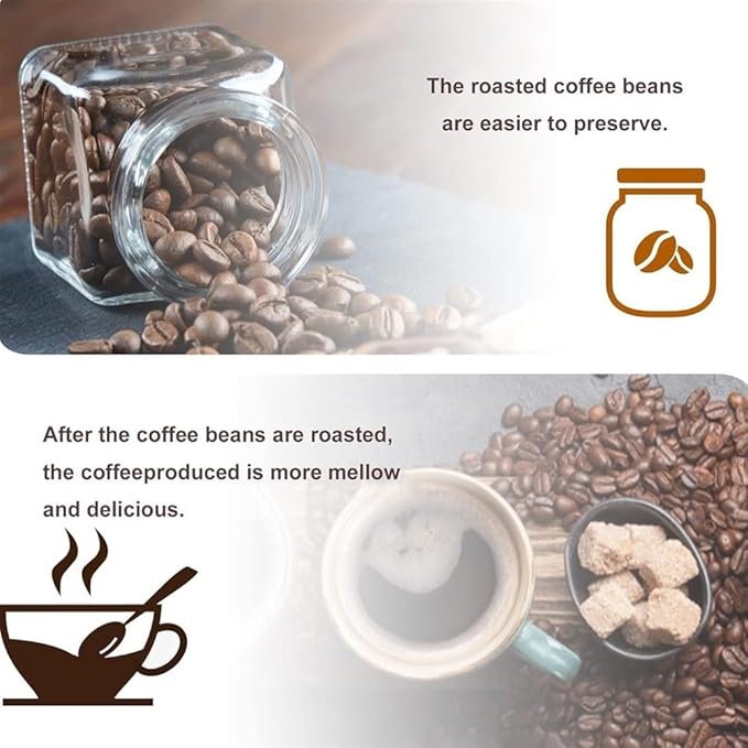 Electric Beans Baking Machine Coffee Roaster Machine 1200W Household Coffee Beans Roasting Machine 0-240°C Adjustable Temperature Heat Evenly 800g Capacity