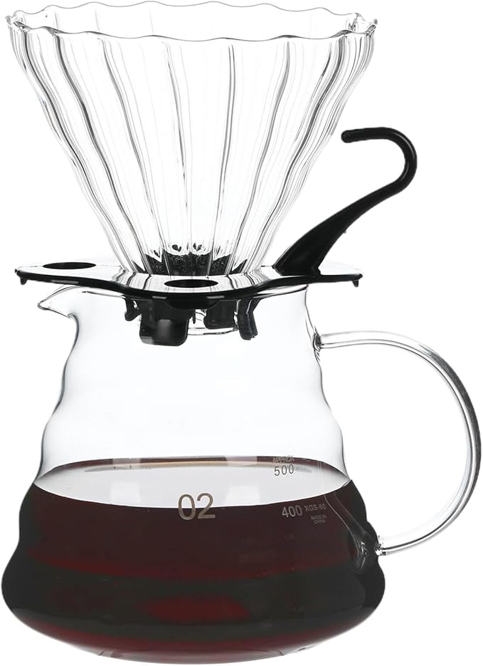 Unbreakable - Pour Over Coffee Maker 720ML/24OZ Heat Resistant Borosilicate Glass Dripper with Filter Holder BPA-Free Manual Coffee Brewer for Home and Office Use