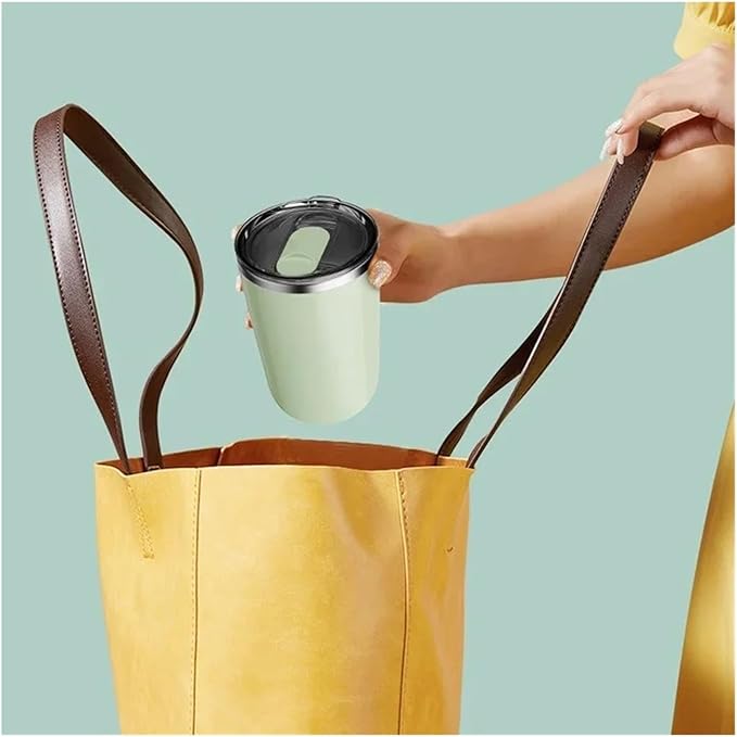 Rechargeable Automatic Coffee Stirring Mug - Electric Stainless Steel Lazy Rotating Milk Mixing Cup(White)