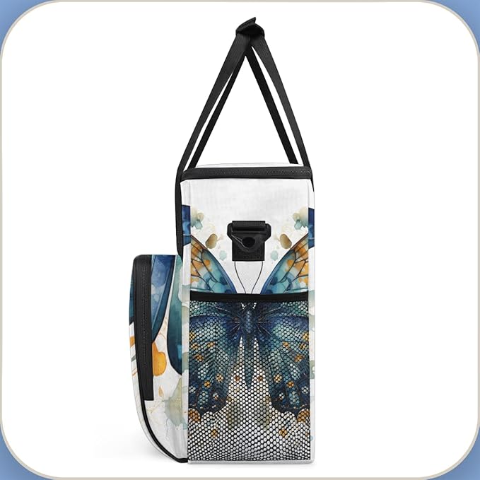 Artistic Butterfly Coffee Maker Carrying Bag Watercolor Butterfly Travel Storage Bag Compatible with K-Mini or K-Mini Plus Single Serve Coffee Brewer Carrying Case with Pockets &amp Shoulder Strap
