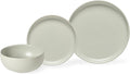 Casafina Ceramic Stoneware 3-Piece Place Setting Service for 1 Pacifica Collection Oyster Grey | Microwave &amp Dishwasher Safe Dinnerware Set | Food Safe Glazing | Restaurant Quality Tableware