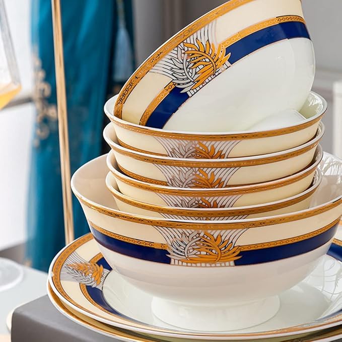 58 Piece Porcelain Dinner Sets High Temperature Resistance Bone China Dinnerware Set Ceramic Plates and Bowls Sets Service for 6-10