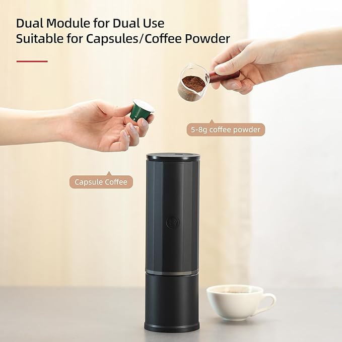 portable coffee maker15 Bar Mini Coffee Maker USB-C &amp Car Charger Lightweight Espresso Maker (White)