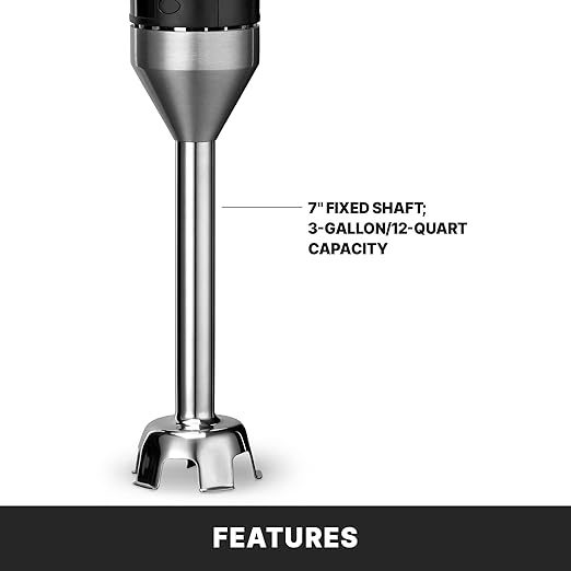 Waring Commercial Quik Stix Light Duty Stick Immersion Hand Held Blender 7 Fixed Sealed Shaft Steel Blade 2 Speed Professional Restaurant Foodservice Grade 3 Gallon 120V 100W WSB35 Black