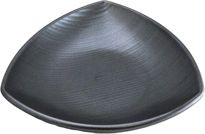 Ebros Gift Iron Black Clay Underglaze Technique Tetsu Kesho Porcelain Dinnerware Kitchen Set Asian Japanese Restaurant Supply (Pack of 5 Appetizer Salad Triangular Deep Serving Plates)