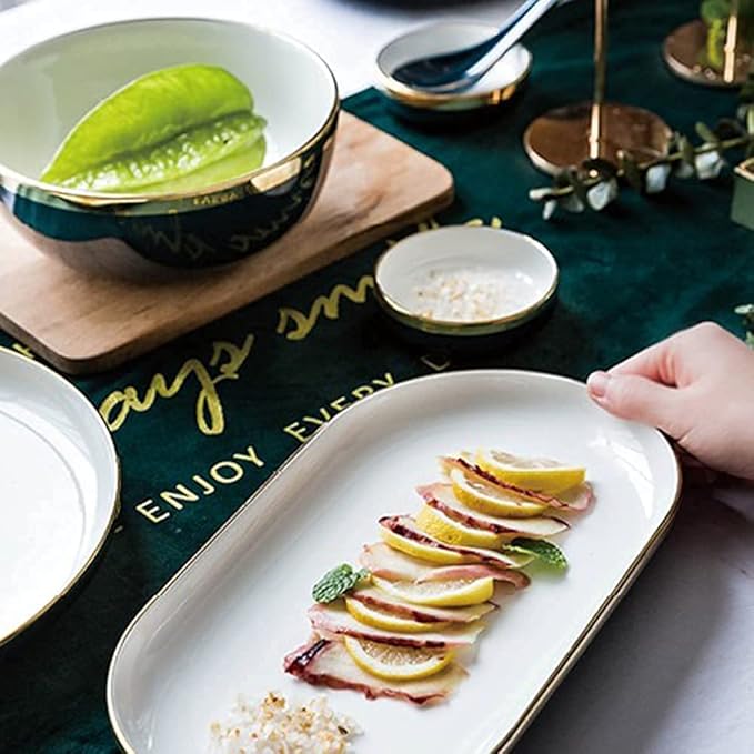 Elegant Dinnerware Set Dinner Plates Bowls Set Color Ink Dinnerware Sets European Classical Ceramic Plate And Bowl Sets Modern Creative Dishware Sets Electroplated Gil22Pcs