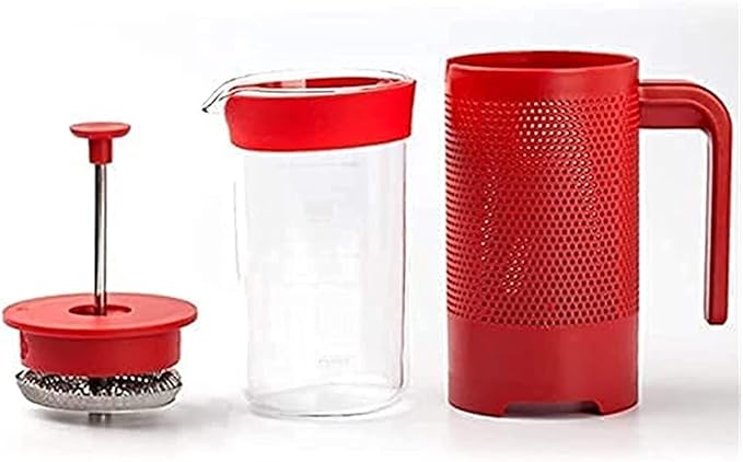 French Press Coffee Maker Large Glass Filter System Café Carafe Teapot plus Stainless Coffee Spoon Cleaner Brush for Hot Cold Brew(Black)