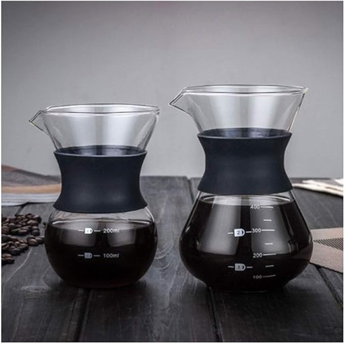 Liudan Coffee Maker Coffee Sharing Pot Household Instructions Coffee Pot Set Heat Resistant Glass Coffee Pot with Scale Coffee Filter Anti-Branding Pot 200 ml / 400 ml Coffee Press (Size : Small)