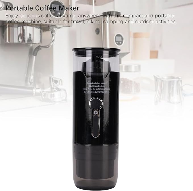 Yosoo Portable Electric Coffee Machine 15 Bar Pressure Cordless Heating Automatic Coffee Maker Compatible with Capsules Ground Coffee for Travel Hiking Camping Office