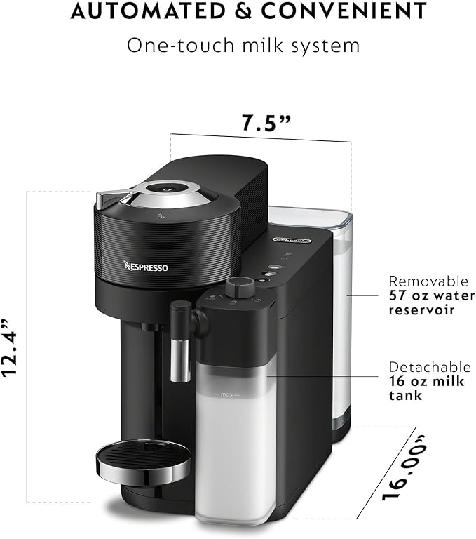Nespresso Vertuo Lattissima Coffee and Espresso Maker by De'Longhi Matte Black &amp Glossy