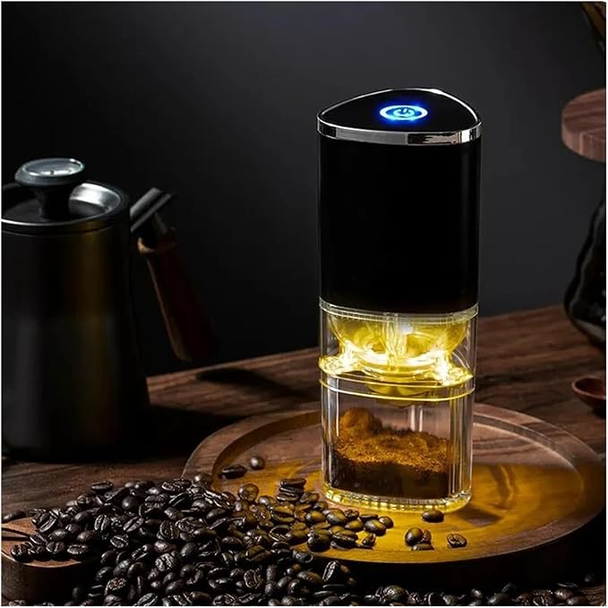 Portable Coffee Machine 2Pcs Portable Electric Coffee Grinder Household Detachable Coffee Bean Grinder Rechargeable Grinderfor Outdoor Travel Picnic(BLACK_ONE PACKAGING)