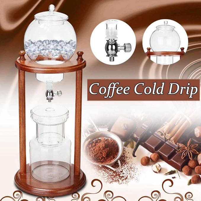 qiuqiu Iced Coffee Drip Coffee Maker Manual Coffee Maker 600Ml Clear Glass Copper Traditional Style Ideal for Iced Coffee