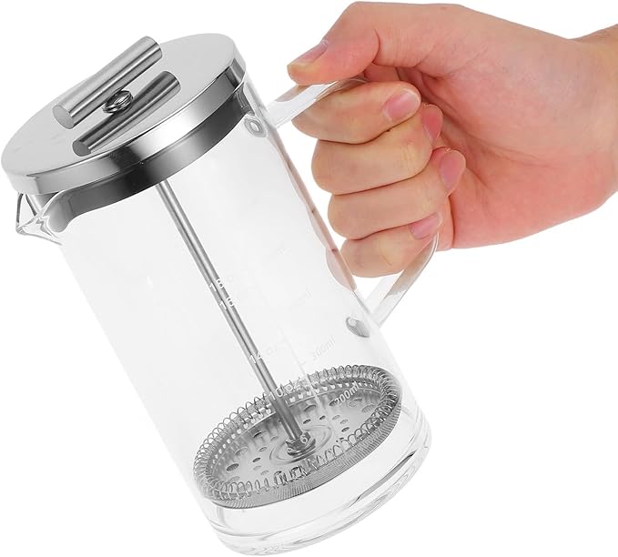 Glass Manual Press Coffee Maker 21oz (600ml) with Scale Thick-bottom Borosilicate Teapot for Manual Brewing Household Espresso Pot Suitable for Tea and Coffee Brewing