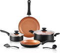 8pcs Gold Ceramic Pots and Pans Set Cooking Pan SetCooking Pot Set Ceramic Pan Set Nonstick Cookware Set Induction Safe Kitchen Cooking Set with Frying Pans Saucepans shovel and Ladle