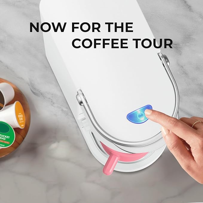 CHULUX Slim Single Serve Coffee Maker for K Pod One Cup Coffee Maker Fits 7.3 Travel Mugs Coffee Machine with 6 to 12oz Brew Sizes Pearl White