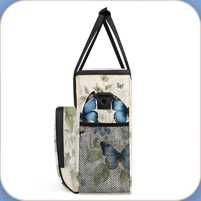 Colorful Butterfly Coffee Maker Carrying Bag Retro Butterfly Travel Storage Bag Compatible with K-Mini or K-Mini Plus Single Serve Coffee Brewer Carrying Case with Multiple Pockets &amp Shoulder St