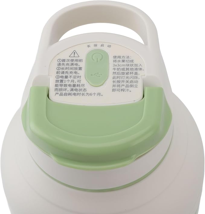 Portable Blender Portable Juicer Blender Mini Blender with Ergonomic Handle Design 1.5L Cordless Large Capacity for Outdoor Picnic (Green)